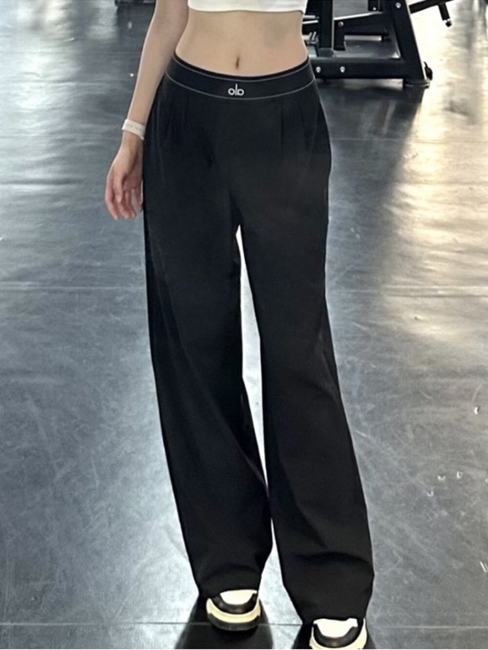 ALO Yoga Pants - ALO Yoga Black Straight Leg High-Rise Pants